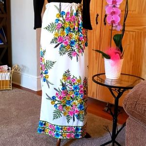 Vintage Mr. Dino Brilliant Multi-Colored Flowers Straight Skirt - Size M